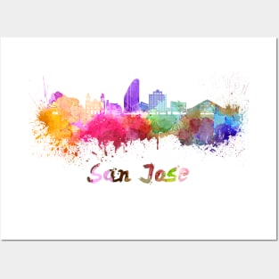 San jose skyline in watercolor Posters and Art